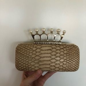 Pearl Faux Snake Clutch